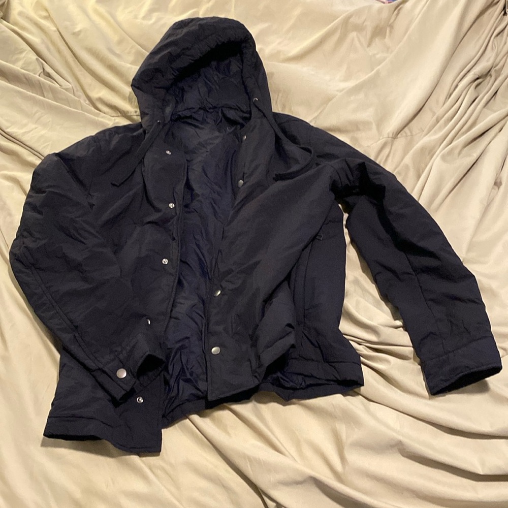 Zara men’s jacket navy with hood size medium